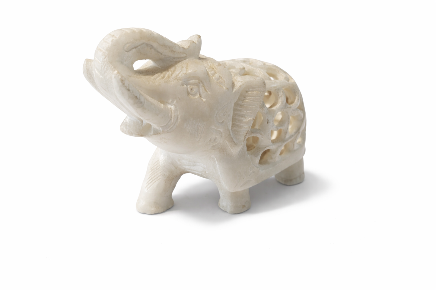 Khumali Crafts White Marble Undercut Elephant Statue