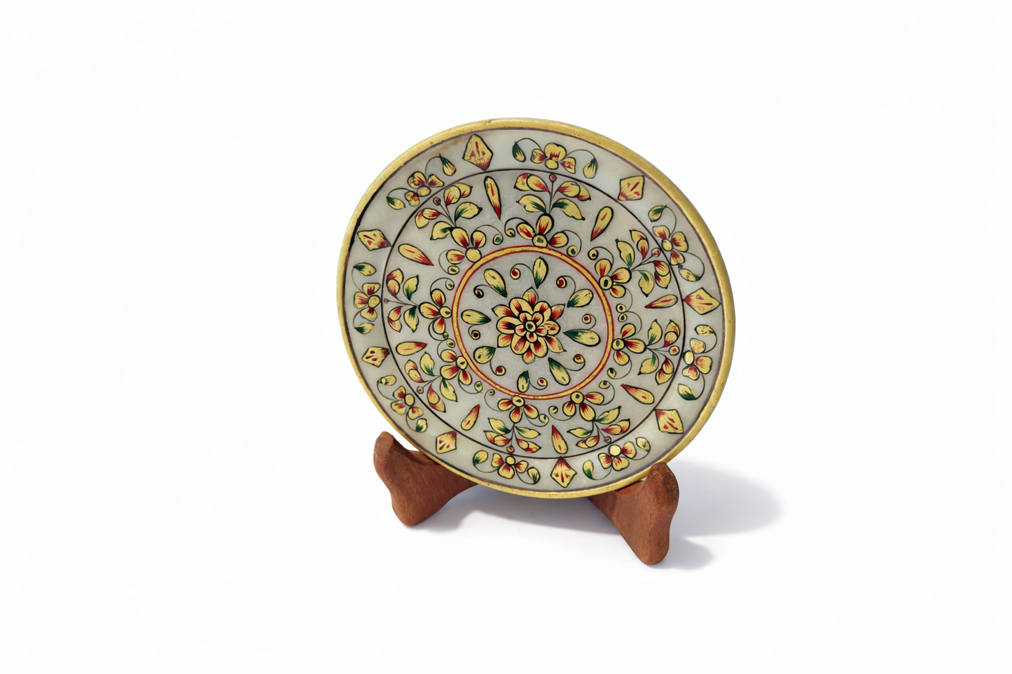 Khumali Crafts White Marble Gold Hand-Painted Plate