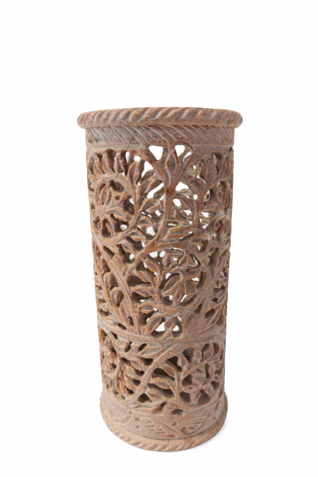 Khumali Crafts Handcrafted Green Marble Cylinder Flower Pot