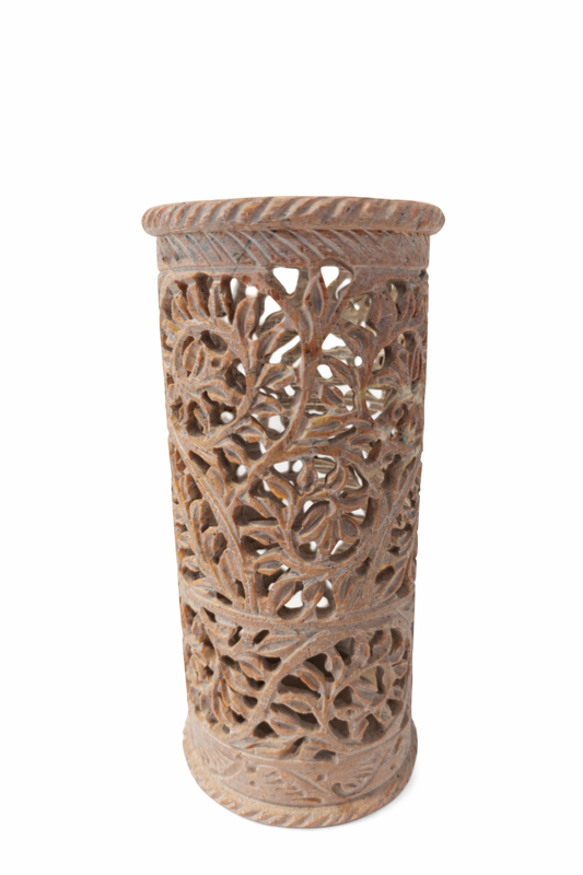 Khumali Crafts Handcrafted Green Marble Cylinder Flower Pot