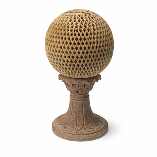 Khumali Crafts Undercut Green Stone Marble Decorative Lamp