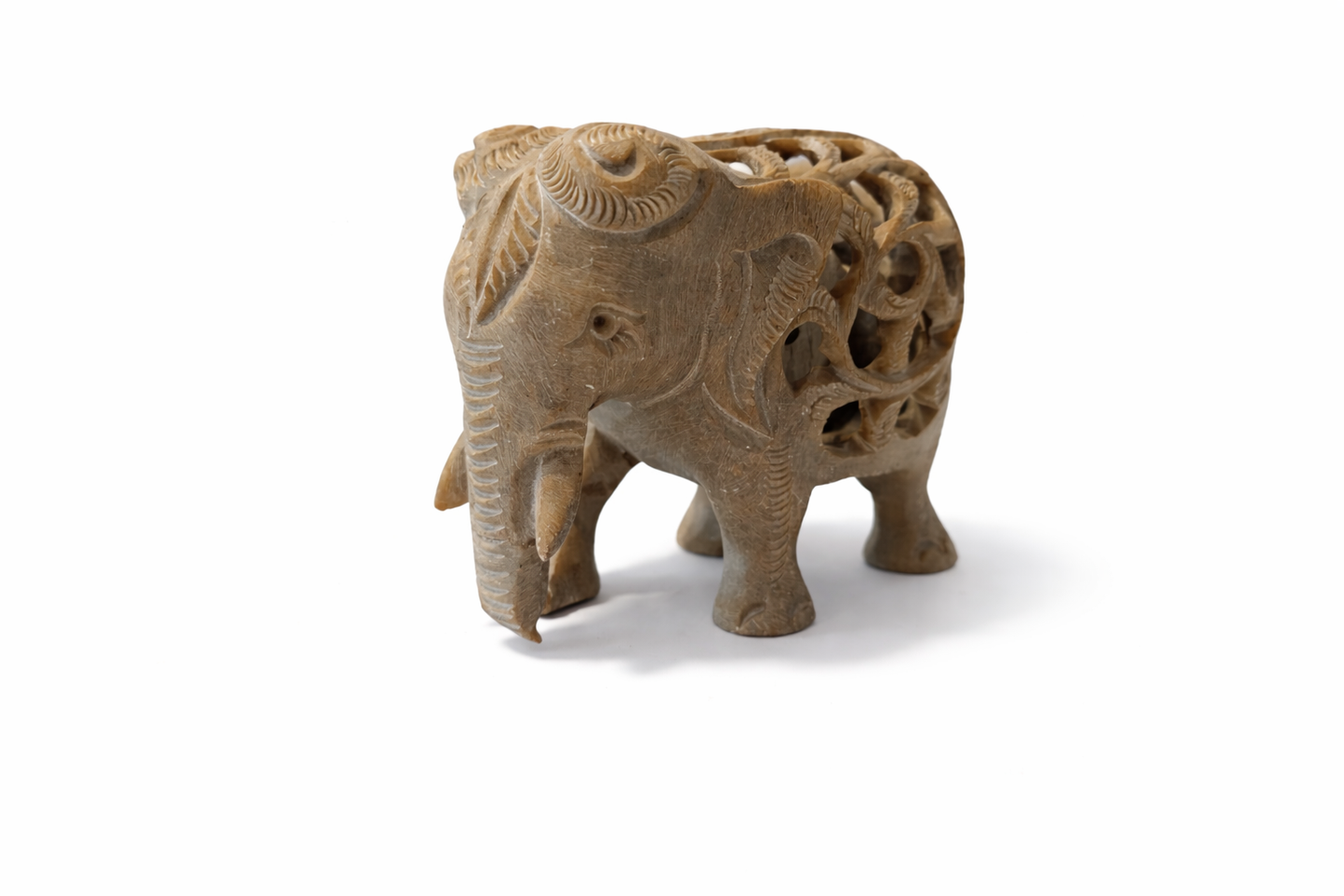 Khumali Crafts Premium Green Stone Small Elephant Showpiece