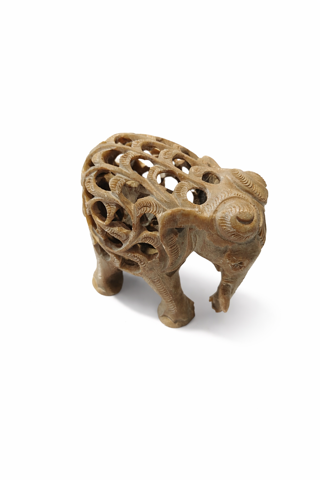Khumali Crafts Premium Green Stone Small Elephant Showpiece