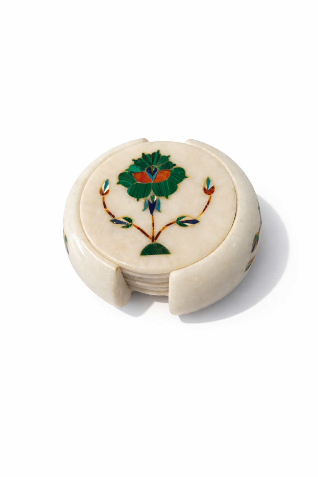 Khumali Crafts Classic White Marble Coaster